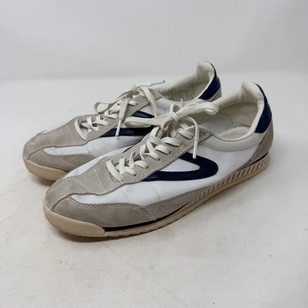 Tretorn Rawlins 2.0 Sneakers White Gray Navy Blue Suede Size 9 Sporty Athleisure